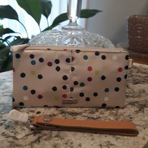 Jewel Wristlet with Polka Dots Satin NWOT